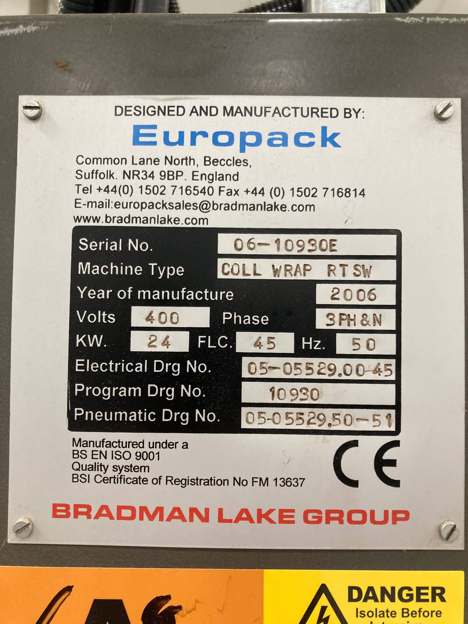 Bradman Lake Europak 5 Collator Tray Shrink Wrapping Machine (Year 2006)