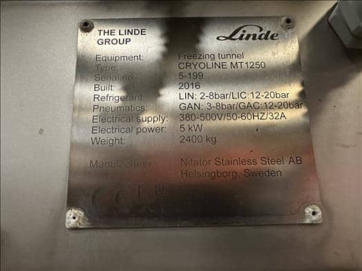 Linde Cryoline MT1250 Freezing tunnel
