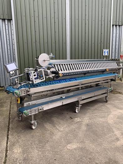 Cucumber Labelling Line with Herma Labeller and Zodiac Printer