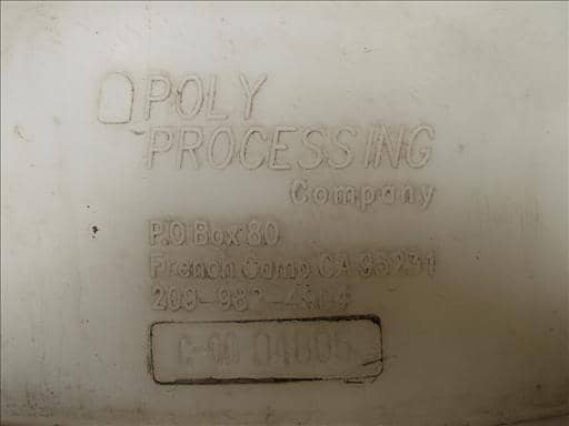 Poly Process 1000L plastic storage vessel in fork truck frame