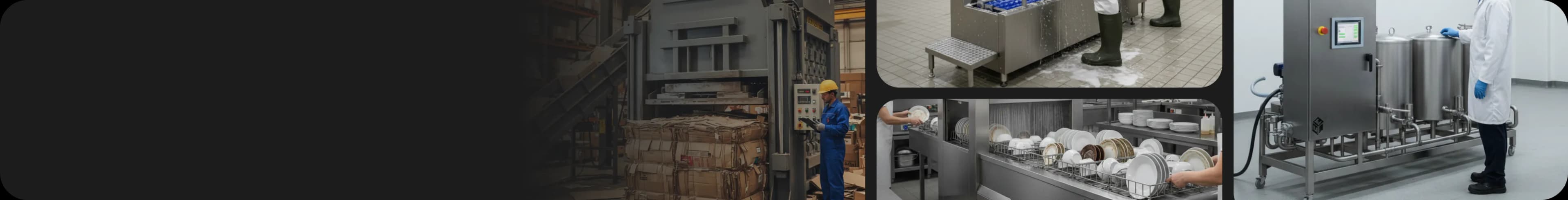 Industrial food processing cleaning systems including tray washing tunnel, crate washer and stainless steel sanitation equipment