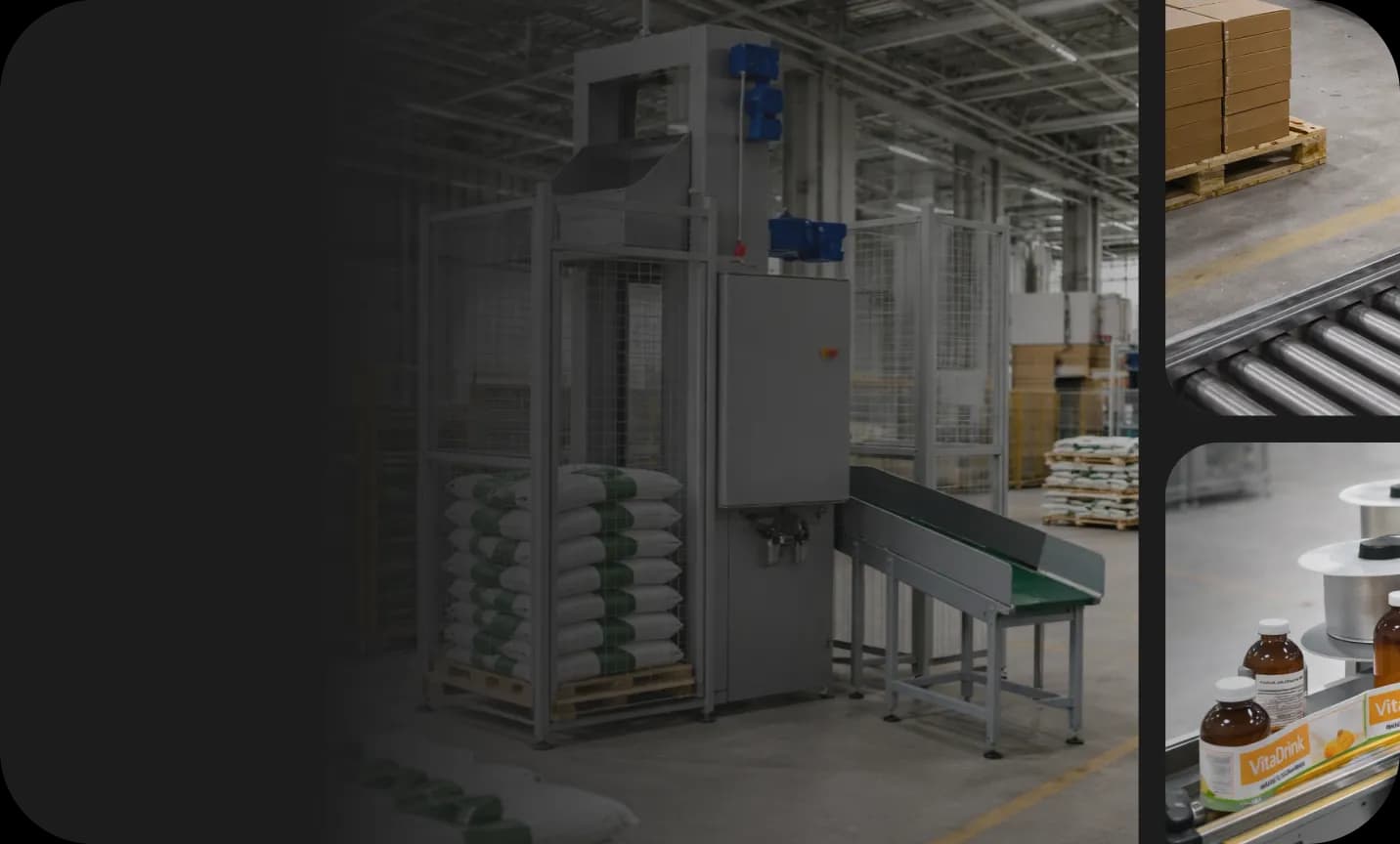 industrial-packaging-line-with-carton-conveyor-systems,-automated-bag-filling-machinery-and-pallet-packaging-equipment