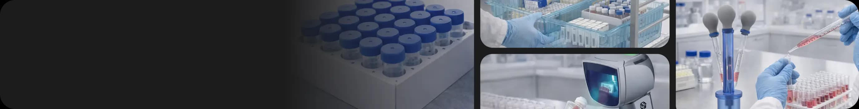 Laboratory consumables including vial storage systems, barcode scanners and pipetting accessories for scientific workflows