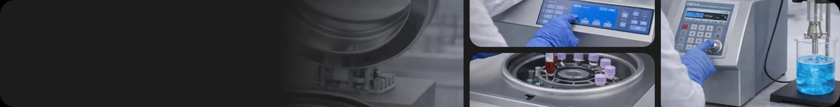 Sample preparation equipment including ultracentrifuges, benchtop centrifuges and sonicators for laboratory processing