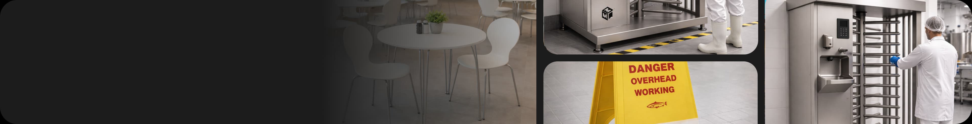 Food production infrastructure including stainless steel platforms, hygienic drainage systems and processing plant walkways